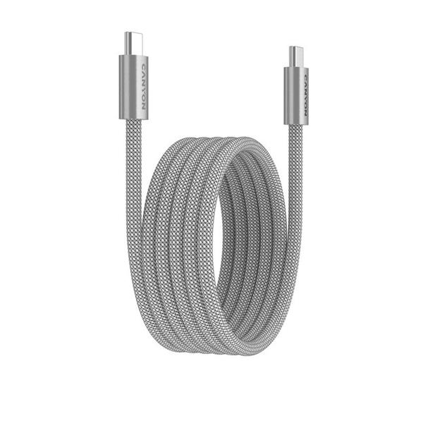 Canyon CCMG60AB15, 1 m kábel, USB-C / USB-C, magnet, PD 60 W, opletený, šedý
