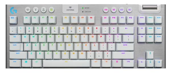 Logitech® G915 TKL Tenkeyless LIGHTSPEED Wireless RGB Mechanical Gaming Keyboard - Tactile - WHITE - US INT&quot;L 