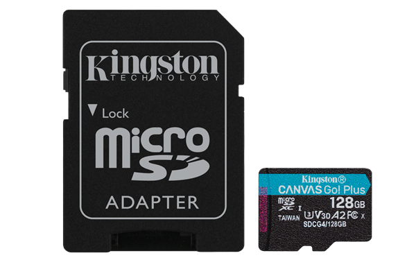 128 GB . microSDXC karta Kingston Canvas Go Plus Gen4 + adaptér