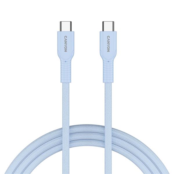 Canyon OnWire CCAP60CL, 1 m, kábel nab. a synchr., USB-C / USB-C, 60W PD, 480Mbps, opletený, modrý