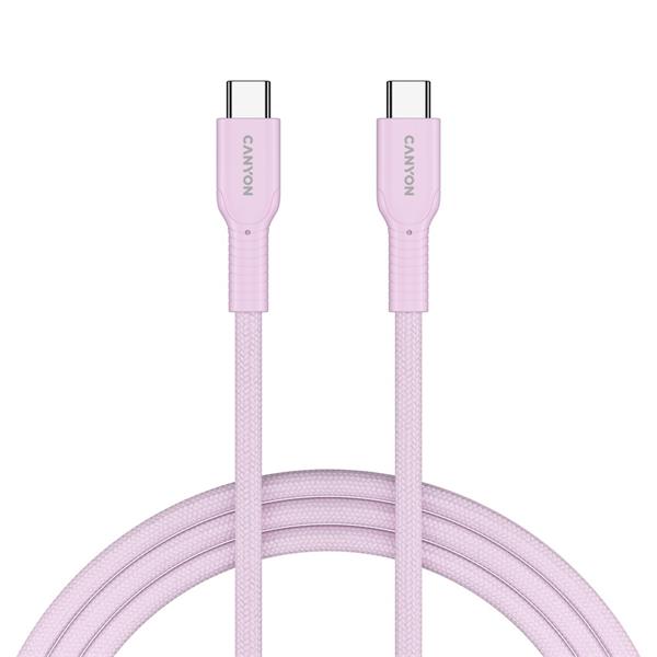 Canyon OnWire CCAP60CL, 1 m, kábel nab. a synchr., USB-C / USB-C, 60W PD, 480Mbps, opletený, ružový