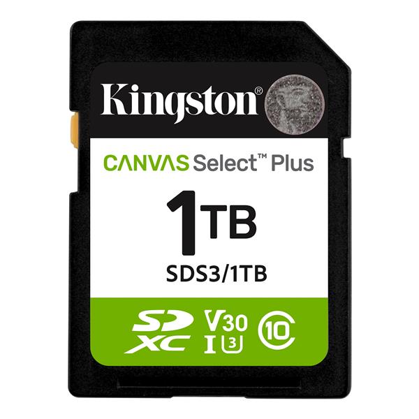 1 TB .SDXC karta Kingston Canvas Select Plus SD U3, V30 (r150MB/s) 