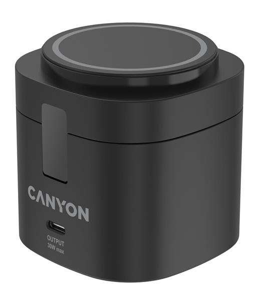 Canyon WS-405, 4v1, bezdrôtová Qi2 nabíjacia stanica pre 4 zariadenia s 65W nabíjačkou, čierna