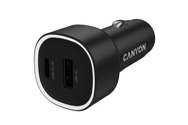 Canyon OnDrive 48, univerzálna autonabíjačka, 1x USB-C, 1x USB-A, rýchle nabíjanie, výkon 48 W