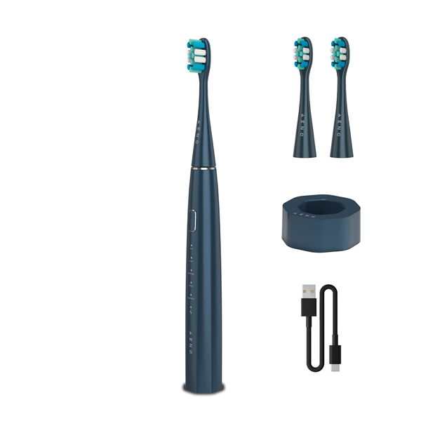 AENO sonická zubná kefka DB10N, tmavomodrá, 5 módov, 3 náhradné hlavice, batéria 1400 mAh, 48600 ot/min, 90 dní bez nab.