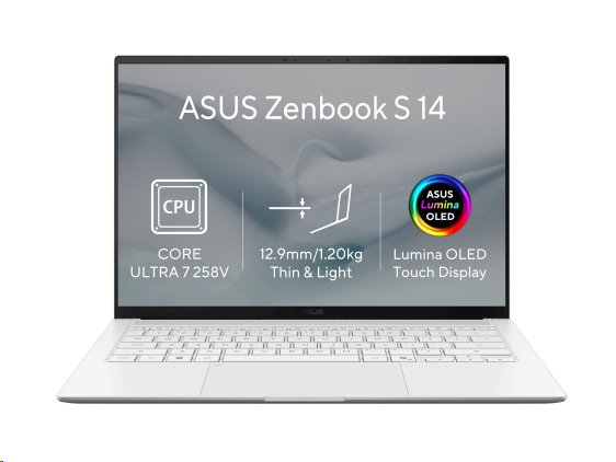 ASUS Zenbook S14 UX5406SA-OLED720XZ, Ultra 7 258V, 14.0˝ 2880 x 1800/Touch, UMA, 32GB, SSD 512GB, W11Pro TOPS 47, bez AC