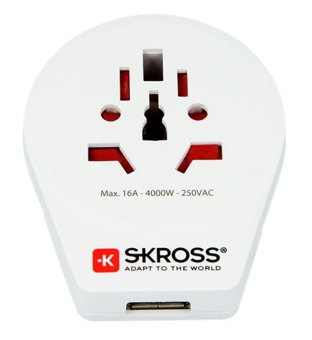 SKROSS cestovný adaptér Europe USB pre cudzincov v SR, vč. 1x USB 2100mA
