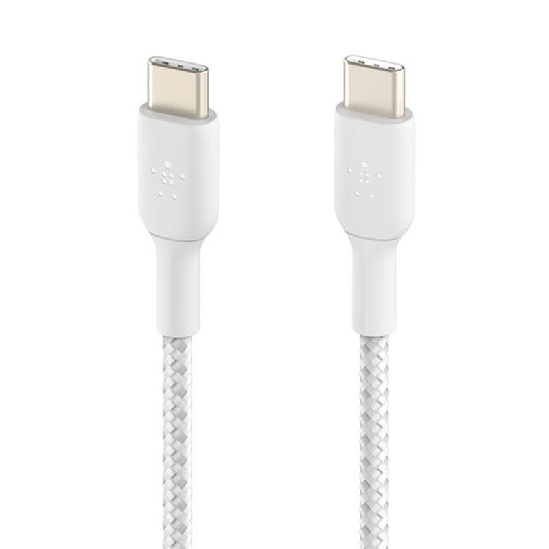 BELKIN kábel opletaný USB-C - USB-C, 1m, biely 