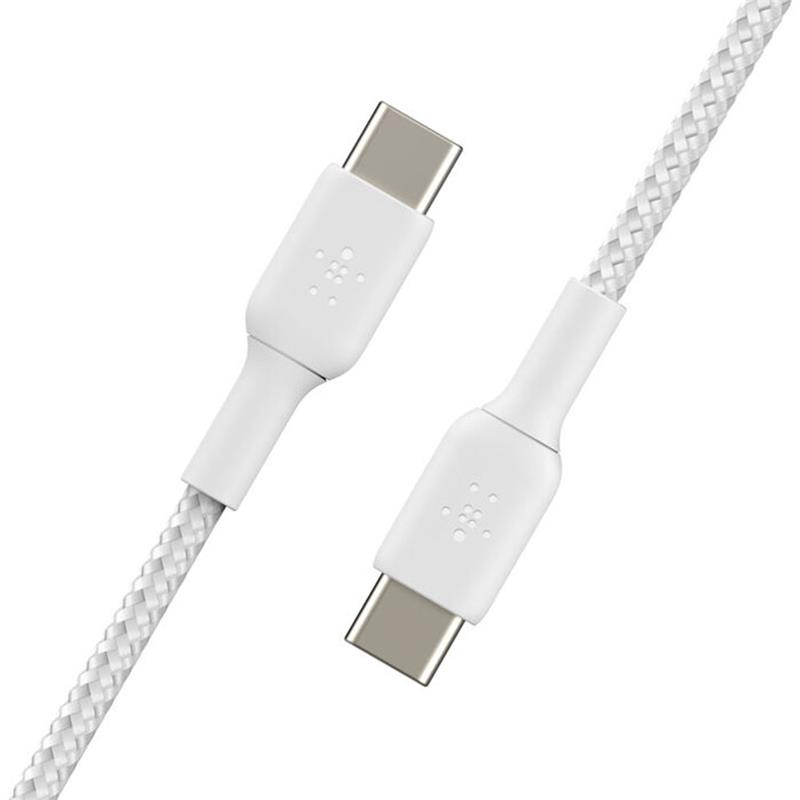 BELKIN kábel opletaný USB-C - USB-C, 1m, biely 