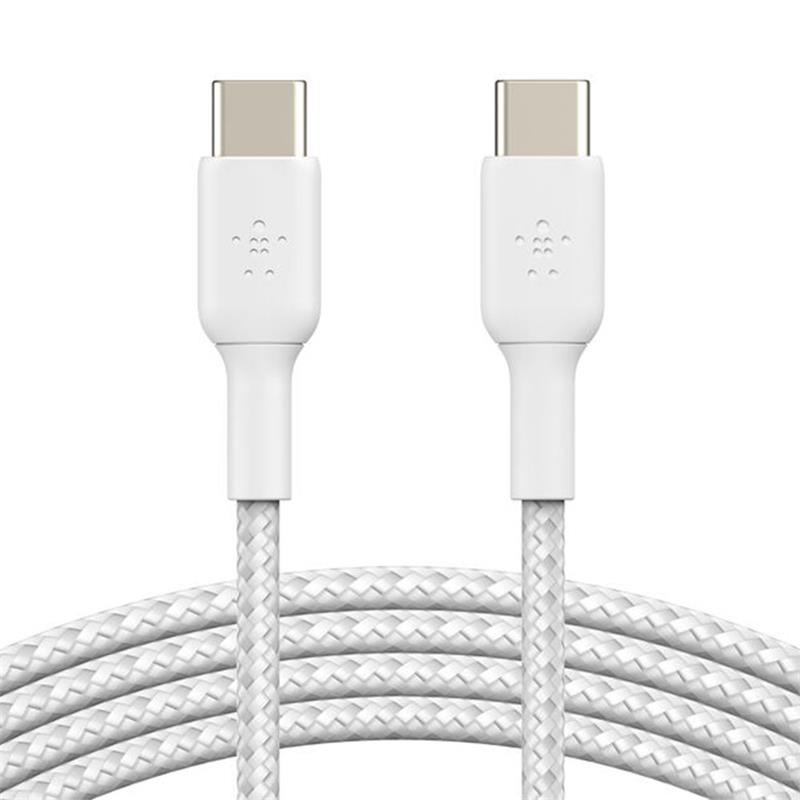 BELKIN kábel opletaný USB-C - USB-C, 1m, biely 