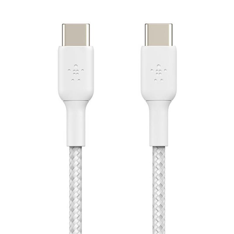 BELKIN kábel opletaný USB-C - USB-C, 1m, biely 