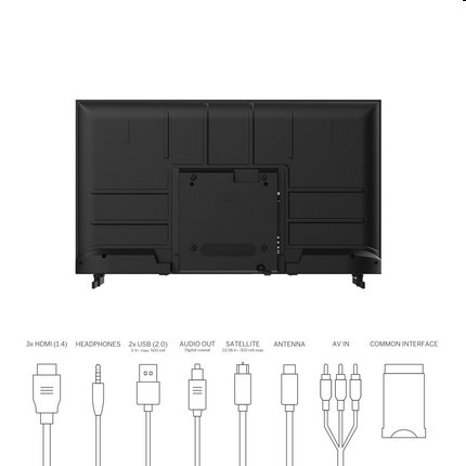 THOMSON Easy TV 40FD2S13,  HD, DVB-T/T2/C/S/S2, VESA 200x200, Hotel Mód, Cierny 