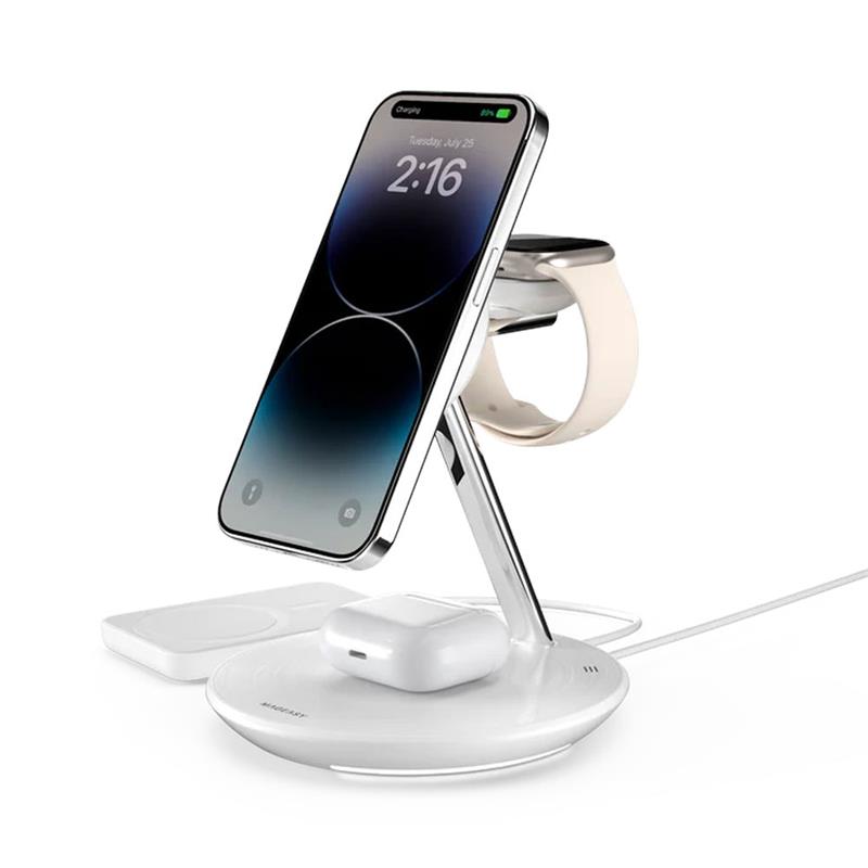 SwitchEasy Power Station Magnetic Wireless Charging Stand - White 