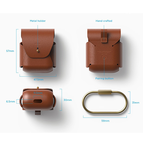Elago Airpods Leather Case - Brown