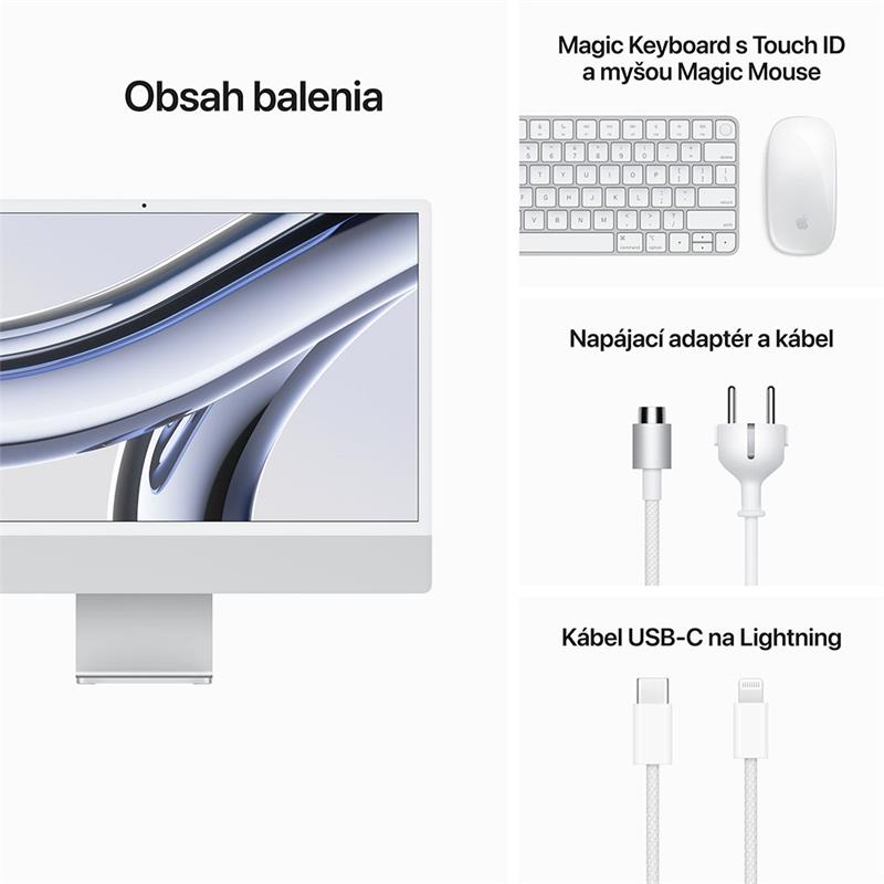 iMac 24" 4.5K Apple M3 8C CPU 10C GPU 8GB 512GB Strieborný SK 