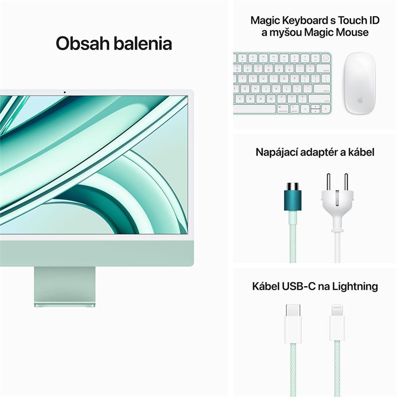 iMac 24" 4.5K Apple M3 8C CPU 10C GPU 8GB 512GB Zelený SK 