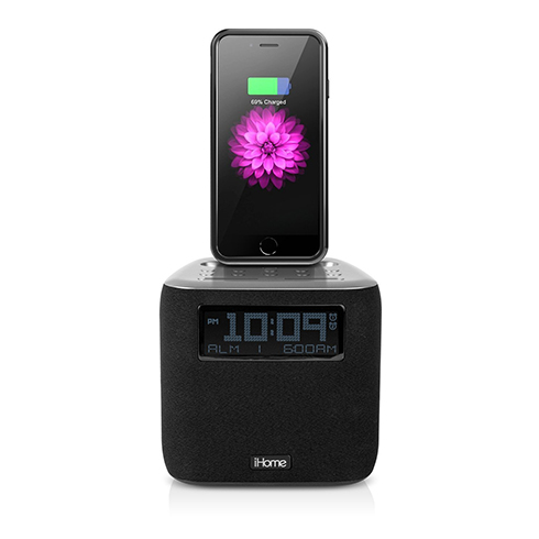 iHome Dual Alarm FM Clock Radio with Lightning Connector - Gunmetal