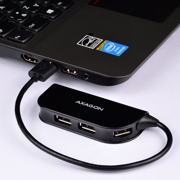 AXAGON HUE-X4B, 4x USB 2.0 READY hub, čierny 