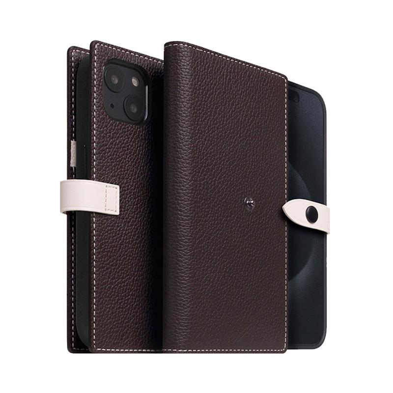 SLG Design puzdro D8 Magsafe Hybrid Full Grain Leather pre iPhone 15 - Brown Cream 