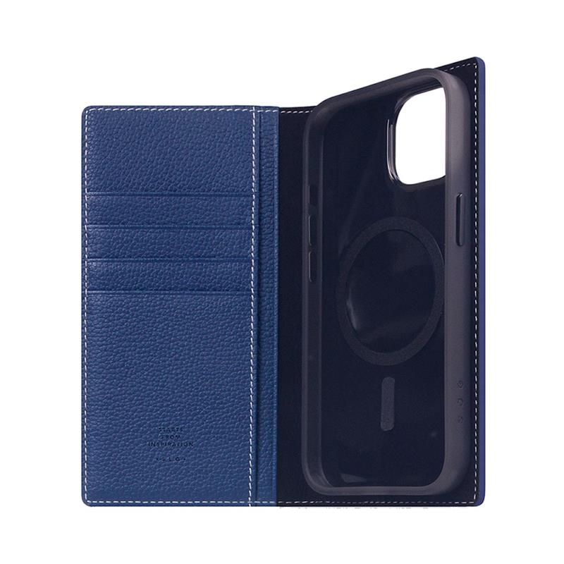 SLG Design puzdro D8 Magsafe Full Grain Leather pre iPhone 15 - Navy Blue 