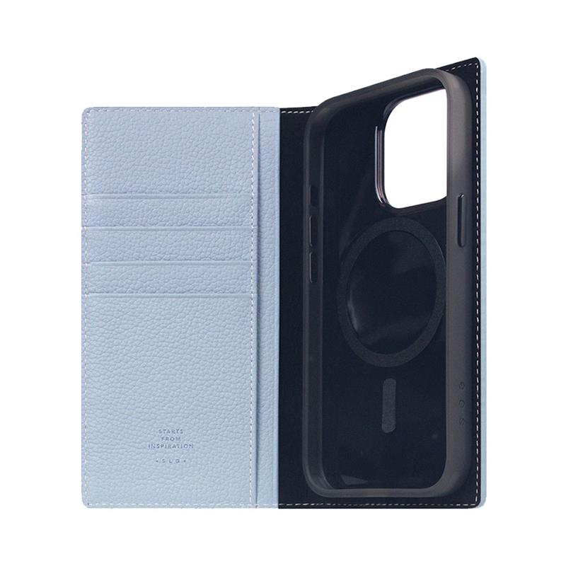 SLG Design puzdro D8 Magsafe Full Grain Leather pre iPhone 15 Pro - Powder Blue 