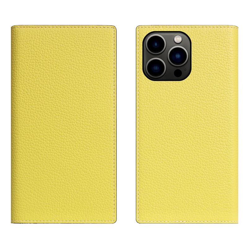 SLG Design puzdro D8 Neon Full Grain Leather Diary pre iPhone 15 Pro - Lemon 