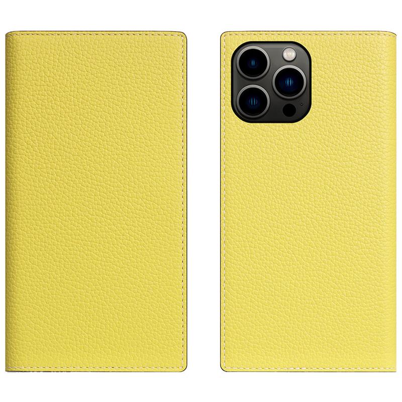 SLG Design puzdro D8 Neon Full Grain Leather Diary pre iPhone 15 Pro Max - Lemon 