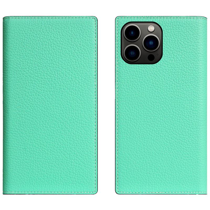 SLG Design puzdro D8 Neon Full Grain Leather Diary pre iPhone 15 Pro Max - Teal 