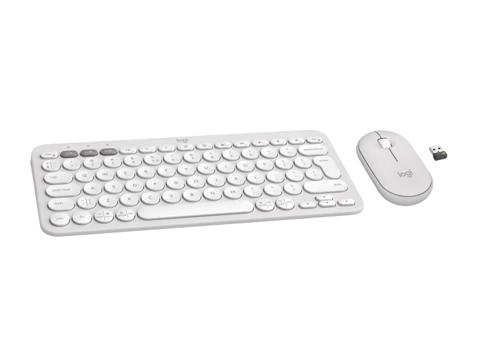 Logitech PEBBLE 2 combo - tenká bezdrôtová klávesnica a myš, kombo, US - biela 