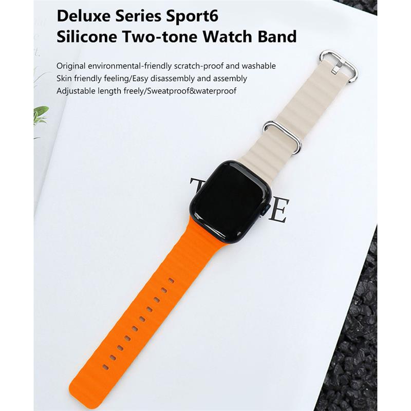 Devia remienok Deluxe Series Sport6 Silicone Two-tone Band 40/41mm - Starlight/Orange 