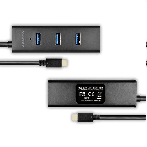 AXAGON HUE-S2C, 4x USB 3.0 CHARGING hub, micro USB nap. konektor, kábel USB-C 40cm 