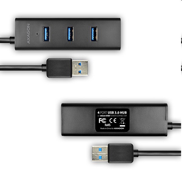 AXAGON HUE-S2BP, 4x USB 3.0 CHARGING hub, vč. AC adaptéru, kabel USB-A 1.2m 