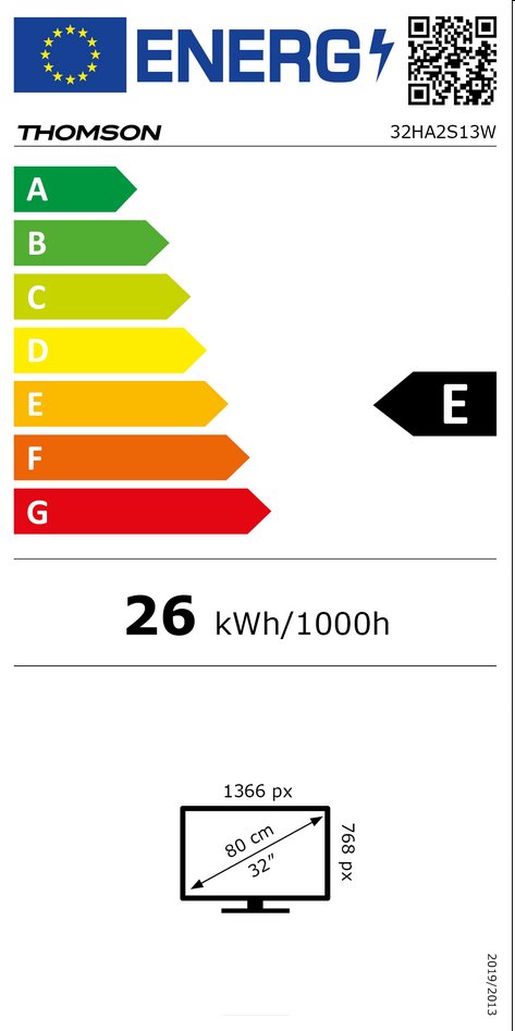 THOMSON White Easy TV 32HD2S13W,  HD, DVB-T2/C/S2, VESA 100x100, Hotel Mód, Biely 