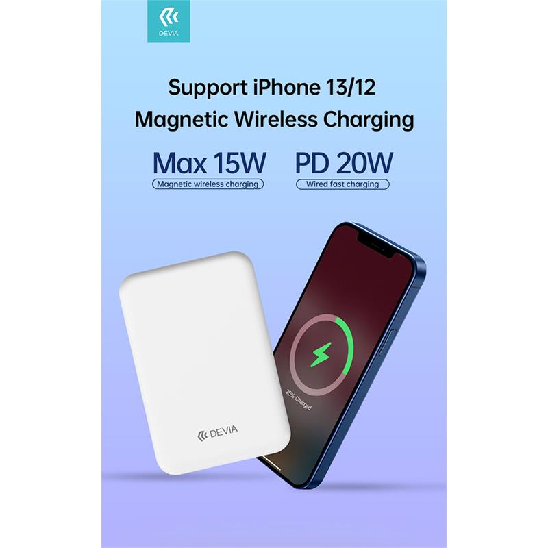 Devia powerbank Smart Series Magnetic Wireless 5000 mAh PD 20W - White 