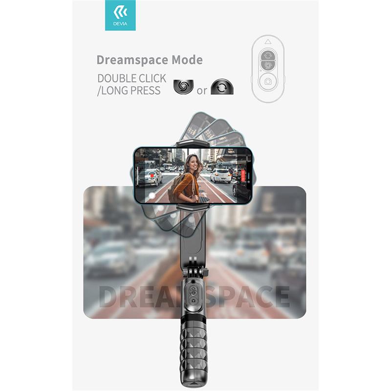 Devia Handheld Gimbal Shake-proof Tripod Selfie Stick - Black 
