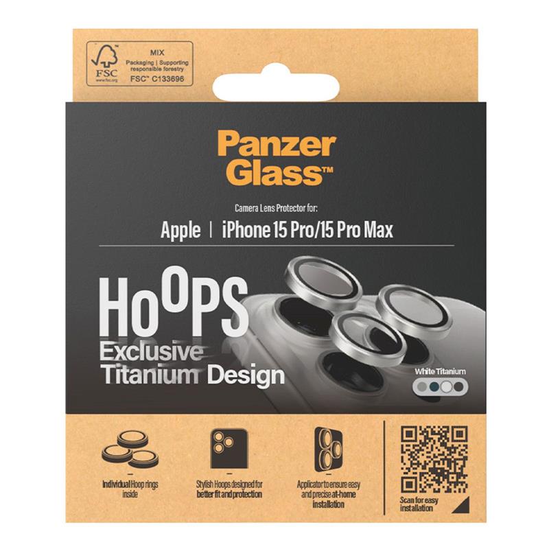 PanzerGlass ochranné sklo Hoops pre iPhone 15 Pro/15 Pro Max - White Titanium 