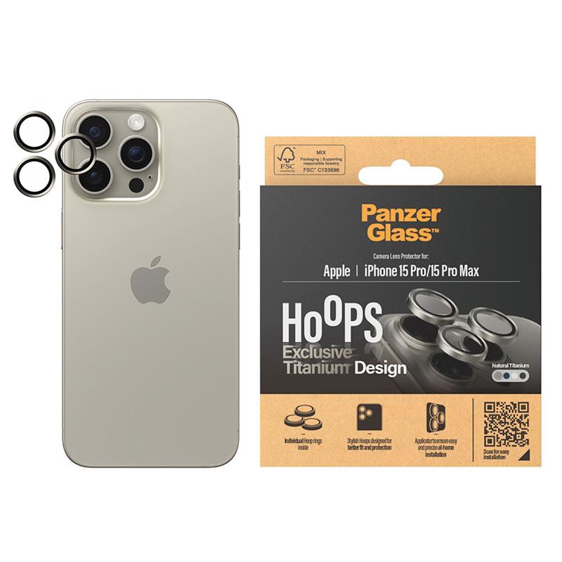 PanzerGlass ochranné sklo Hoops pre iPhone 15 Pro/15 Pro Max - Natural Titanium 