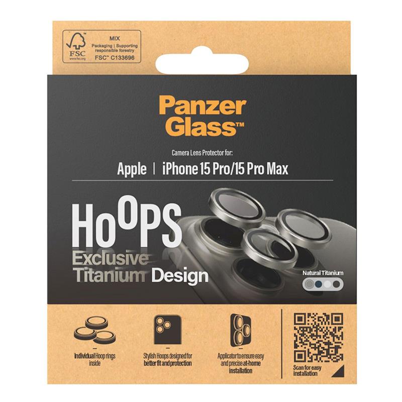 PanzerGlass ochranné sklo Hoops pre iPhone 15 Pro/15 Pro Max - Natural Titanium 
