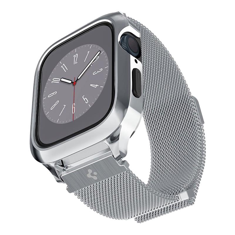 Spigen kryt Metal Fit Pro pre Apple Watch 7/8/9 45mm - Silver 