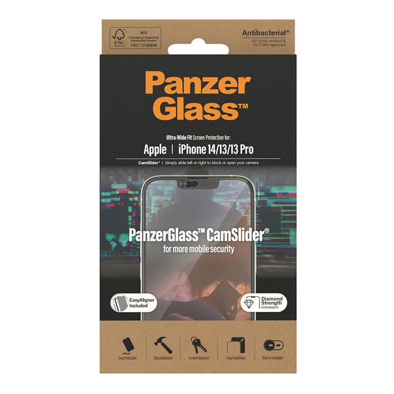 PanzerGlass ochranné sklo Camslider AB pre iPhone 14/13/13 Pro - Black Frame 