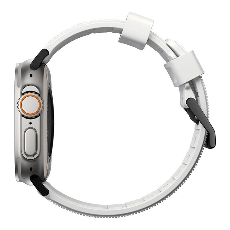 Nomad remienok Rugged Strap pre Apple Watch 44/45/49mm - White/Black Hardware 