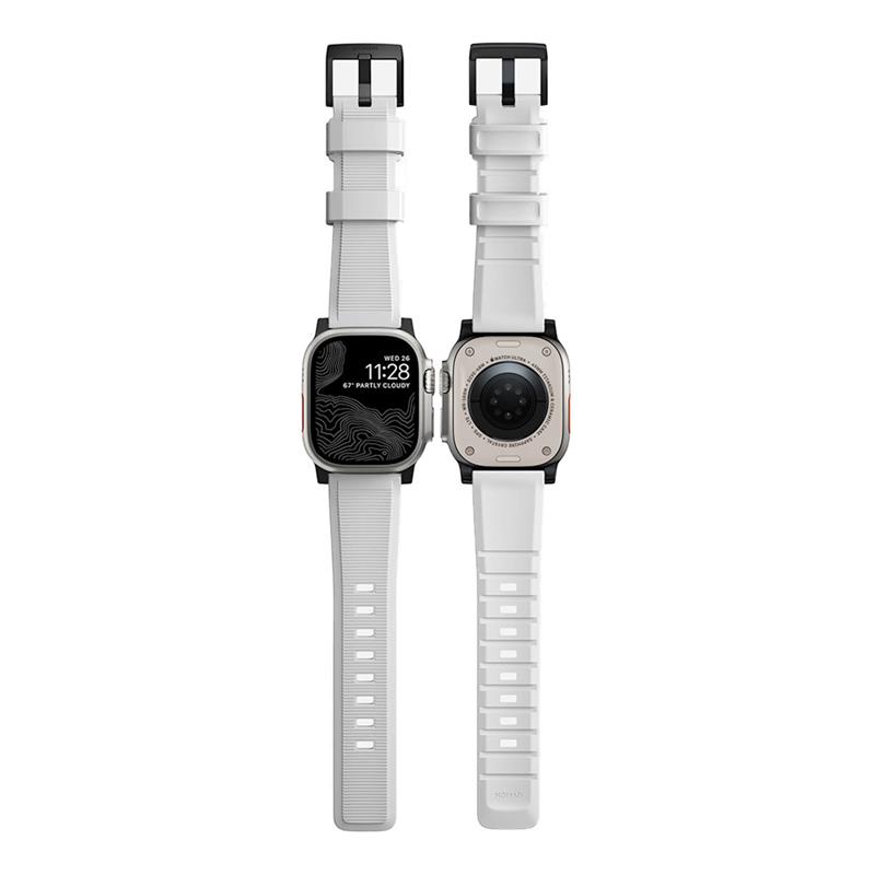 Nomad remienok Rugged Strap pre Apple Watch 44/45/49mm - White/Black Hardware 