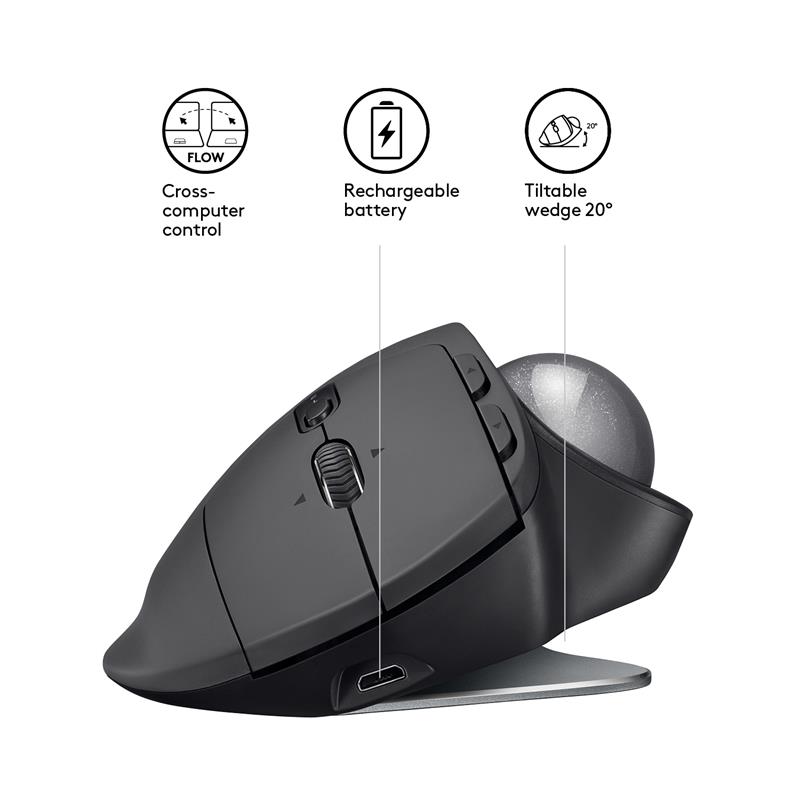 Logitech MX Ergo - pokročilý bezdrôtový trackball - grafitový 