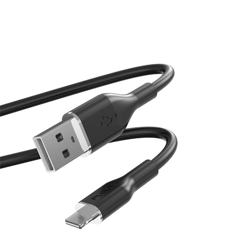 Puro kábel Soft Silicone Cable USB-A to Lightning 1.5m - Black 