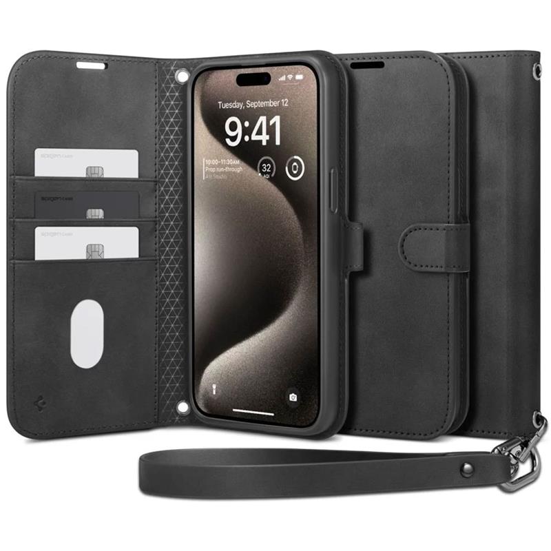 Spigen puzdro Wallet S Pro pre iPhone 15 Pro Max - Black 