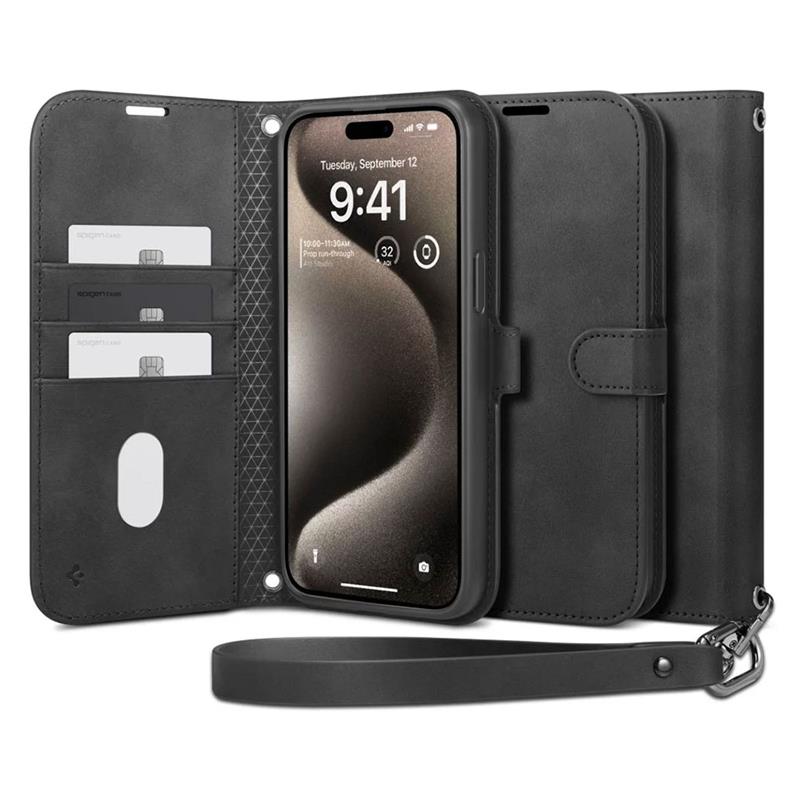 Spigen puzdro Wallet S Pro pre iPhone 15 Pro - Black 