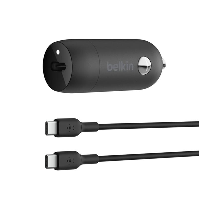 Belkin 30W PD USB-C Car Charger + 1m USB-C to USB-C kábel  - Black 