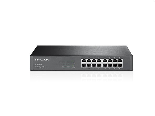 tp-link TL-SG1016D, 16 port Gigabit Desktop Switch, 16x 10/100/1000M RJ45 ports, 13"rack-mountable, steel case 