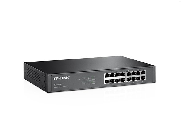 tp-link TL-SG1016D, 16 port Gigabit Desktop Switch, 16x 10/100/1000M RJ45 ports, 13"rack-mountable, steel case 