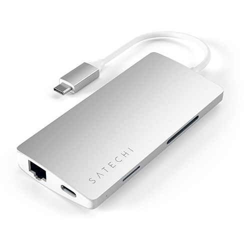 Satechi USB-C Multiport adaptér 4K 8ports V2 - Silver Aluminium